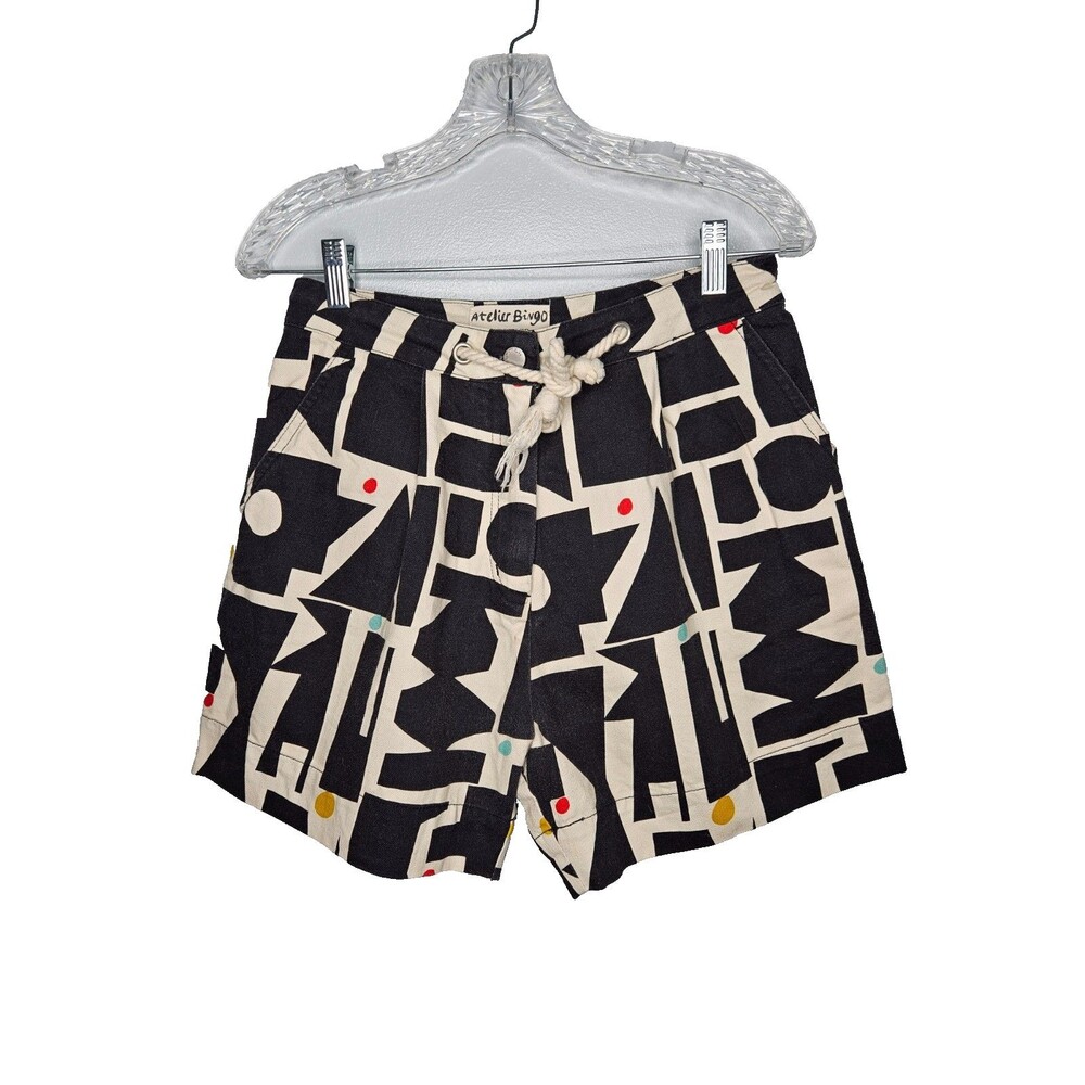 Gorman x Atelier Bingo Shorts Women's 10 Black White Geometric 100% Cotton